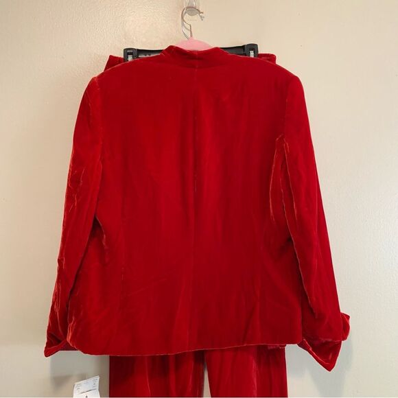 Doncaster Vintage Red rayon silk Velvet two piece suit size large - Picture 3 of 14